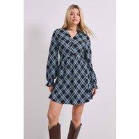 Dorothy Perkins Women's Gingham Button Detail Blouson Sleeve Jersey Mini Dress | Size: 12