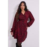 Dorothy Perkins Women's Petite Animal Button Detail Blouson Sleeve Jersey Mini Dress | Size: 6