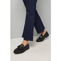 Wallis Women's Wide Fit Petunia Faux Leather Tassel Loafers in Black | Size: 3