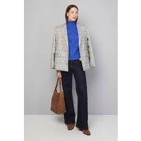 Wallis Women's Fringe Roll Neck Diamond Jumper in Blue | Size: Medium