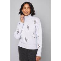 Wallis Women's Embellished Roll Neck Jumper in Pale Blue | Size: Medium