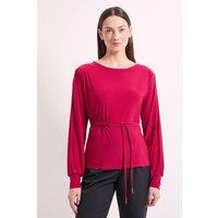 Principles Women's Tie Waist Split Shoulder Jersey Top in Berry | Size: 10