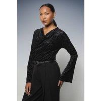 Principles Women's Fluted Sleeve Cowl Neck Top in Black | Size: 16