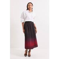 Principles Women's Ombre Print Pleated Midi Skirt in Wine | Size: 12