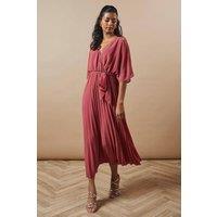 Oasis Women's Petite Occasion Kimono Sleeve Pleated Midi Dress in Rose | Size: 12