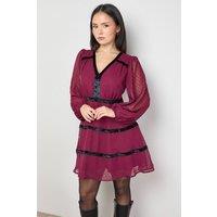 Oasis Women's Petite Contrast Fit & Flare Mini Dress in Chocolate | Size: 6