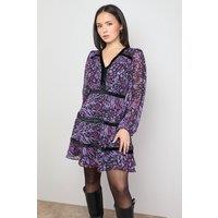 Oasis Women's Petite Contrast Fit & Flare Mini Dress in Floral | Size: 10