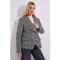 Dorothy Perkins Women's Zebra printed Double Breasted Blazer | Size: 6