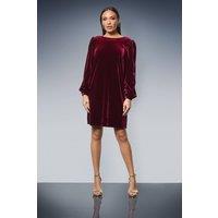 Wallis Women's Velvet Cowl Back Shift Dress in Red | Size: 14