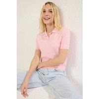 HOXTON GAL Women's Regular Fit Embellished Polo Neck Short Sleeve Knit Top in Pink | Size: Medium