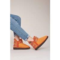 Moshulu Women's 'Fireside 2' Spotty Bootie Slippers in Orange | Size: 5