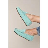 Moshulu Women's 'Jocund' Suede Moccasin Slippers in Bright Blue | Size: 5