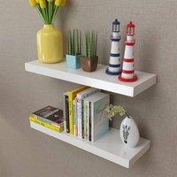 Berkfield Home Floating Wall Display Shelves Book/DVD Storage White MDF 2 pcs