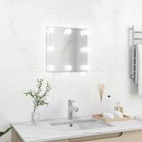 Berkfield Home Wall Mirror with LED Lights Square Glass in Silver