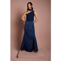 Coast Women's One Shoulder Maxi Bridesmaid Dress with Neck Scarf in Navy | Size: 8