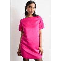 Warehouse Women's Structured Satin Scoop Back Mini Dress in Pink | Size: 10