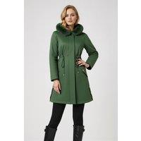 MODISHION Women's Faux Fur Hooded Parka Coat in Green | Size: 2XL