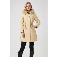 MODISHION Women's Faux Fur Hooded Parka Coat in Beige | Size: 2XL