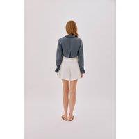 Labeca Women's Claudia Linen Flare Shorts in Ecru | Size: Large