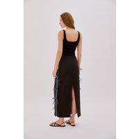 Labeca Women's Carolina Linen Bow Midi Skirt in Black | Size: Small