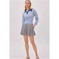 Labeca Women's Storm Linen-Blend Striped Shorts in Grey | Size: Medium