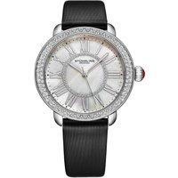 STHRLING Original Women's Aurelia 4068 40mm Quartz Watch - MOP Dial, Satin Leather Strap in Silver