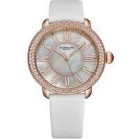 STHRLING Original Women's Aurelia 4068 40mm Quartz Watch - MOP Dial, Satin Leather Strap in White