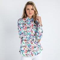 CLAUDIO LUGLI Women's Paint Splash Print Shirt in White | Size: 10