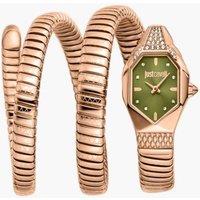 Just Cavalli Women's Women Snake Olive Dial Rose Gold Stainless Steel Watch