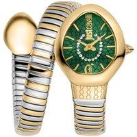 Just Cavalli Gold Color Case Dark Green Dial Two Tone SS Women's Snake Watch