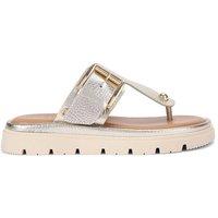 Carvela Women's 'Pavilion T Bar Mule' Leather Flats in Gold | Size: 4