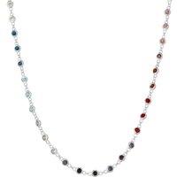 Spero London Women's Colourful Rainbow Jewelled Sterling Silver Chain Necklace