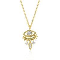 Spero London Women's Sterling Silver Eye Evil Eye Pendant Necklace in Gold