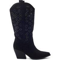 b.soleful Women's 'Gloribel' Alcantara Western Boot in Black | Size: 3