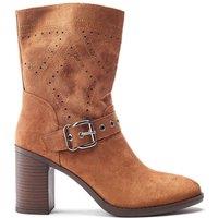 b.soleful Women's 'Giullia' Alcantara Heeled Boots in Camel | Size: 4