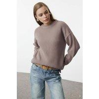 WOVCOR Women's Ribbed Soft Textured Knit Sweater in Taupe | Size: Small