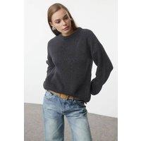 WOVCOR Women's Ribbed Soft Textured Knit Sweater in Grey | Size: Medium
