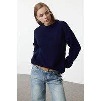 WOVCOR Women's Ribbed Soft Textured Knit Sweater in Navy | Size: Medium