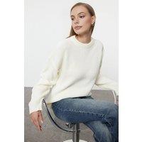 WOVCOR Women's Ribbed Soft Textured Knit Sweater in Ecru | Size: Medium