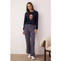 WOVCOR Women's 2-Piece Cotton Christmas Pyjama Set in Navy | Size: Medium