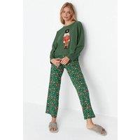 WOVCOR Women's 2-Piece Cotton Christmas Pyjama Set in Green | Size: XL