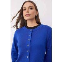 WOVCOR Women's Soft Textured Knit Cardigan With Button Detail in Blue | Size: Medium