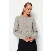 WOVCOR Women's Knit Cardigan With Pocket Detail in Grey | Size: Medium