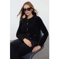 WOVCOR Women's Knit Cardigan With Pocket Detail in Black | Size: Small