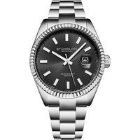 STHRLING Original Men's Vanguard 4069 42mm Quartz Dress Watch - Fluted Bezel, Steel Bracelet in Silver