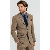Dobell Men's Brown Windowpane Harris Tweed Jacket | Size: 42S