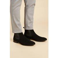 Silver Street London Men's Carnaby Suede Leather Smart Formal Chelsea Boots in Black | Size: 12