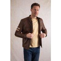 Lakeland Leather Men's Charlie II' Leather Racer Jacket in Brown | Size: 46R