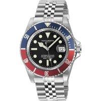 Haurex Italy Men's Eterno 42 mm Stainless Blue/Red Bezel Automatic Divers Water Resistant to 200 Meters/20ATM Watch in Silver