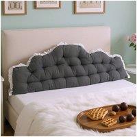 Living and Home Upholstered Headboard Pillow with Ruffle Trim in Dark Grey